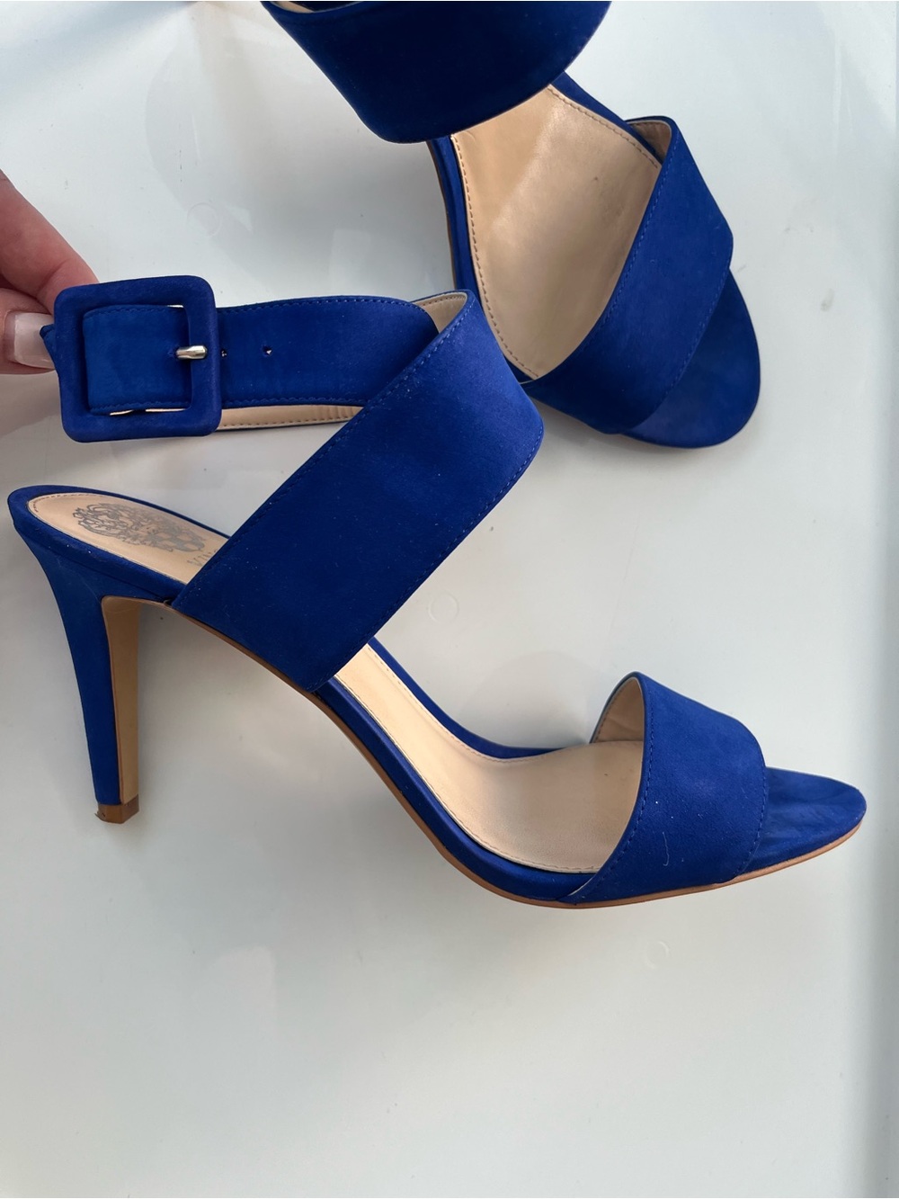 Vince Camuto Royal Blue Suede Ankle Strap Heels - Size 10